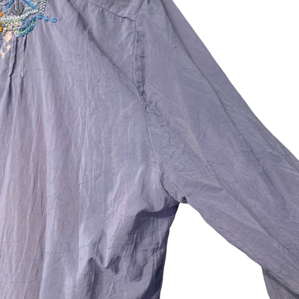 Johnny Was Lilac Embroidered Boho Tunic Top Floral Silk Blend Small - Picture 11 of 16